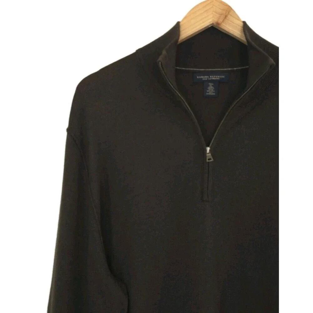 Banana Republic Silk Cashmere Quater Zip Sweater Men's XL Tall Brown Knit